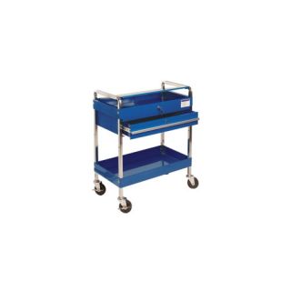 Service Cart W/Locking Top & Drawer Blue