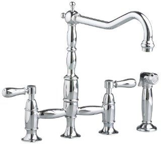 American Standard 4233.721.295 Culinaire Double Handle Top Mount Bridge Kitchen Faucet with Spray, Satin Nickel   Touch On Kitchen Sink Faucets  