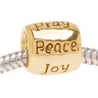 Beadaholique Message Bead Love Faith Pray Peace Joy Hope, Fits Pandora, 22K Gold Plated