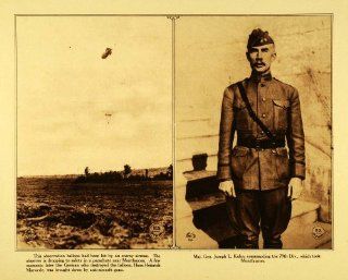 1920 Rotogravure WWI Dirigible Observation Balloon Hit Joseph Kuhn 79th Division   Original Rotogravure   Prints