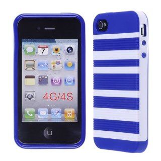 MESH SOFT SKIN FOR APPLE IPHONE 4 4S RUBBER SILICONE HARD COVER CASE BLUE WHITE AR0709 CELL PHONE ACCESSORY Cell Phones & Accessories
