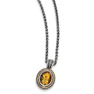 Sterling Silver w/14k Citrine Necklace Jewelry
