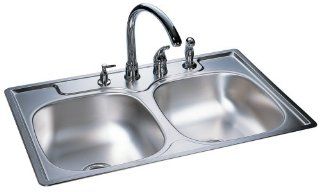 Kindred DS704 22 by 33 Inch Double Bowl Drop In Stainless Steel Kitchen Sink    