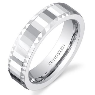 Tungsten Faceted Mirror Wedding Band