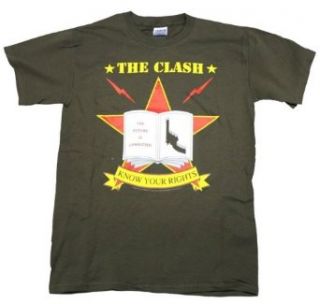 The Clash Know Your Rights Guys T shirt in Olive   Ships in ''24'' Hours, Size X Large Clothing