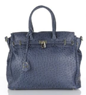 Noble Mount London Office Tote   Ostrich Dark Blue Shoes