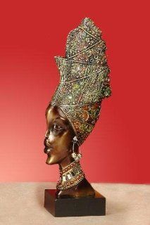 StealStreet SS UG XBA 704 Bronzed Colored African Woman Bust Figurine, Orange Accent   Statues