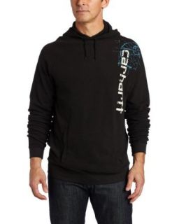 Carhartt Men's Blueprinted Logo Textured Knit Hoodie, Black, XX Large Regular Clothing