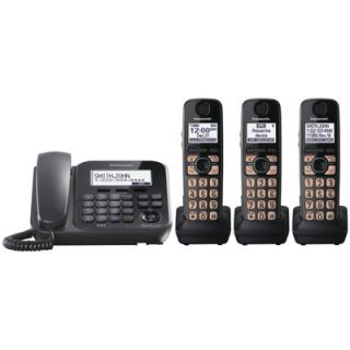 Panasonic Cordless Phone, 2 Line Dect 6.0, Exp/Dig, Answ Sys, Black