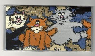 Scaredy Cat Cats on Blue Checkbook Cover 