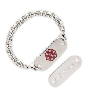 Unisex Medical ID Stainless Interlock Chain Bracelet  Coumadin Health & Personal Care
