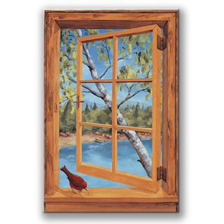 Stupell Industries Cabin and Cardinal Wooden Faux Window Scene