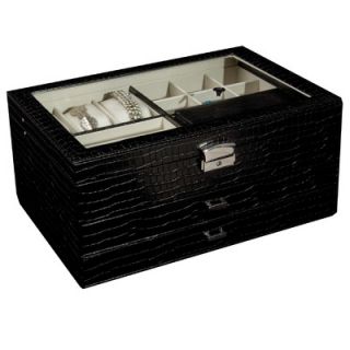 Mele & Co. Alana Glass Top Locking Jewelry Box in Black