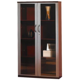 Wall 4 Shelf Bookcase with Glass Doors
