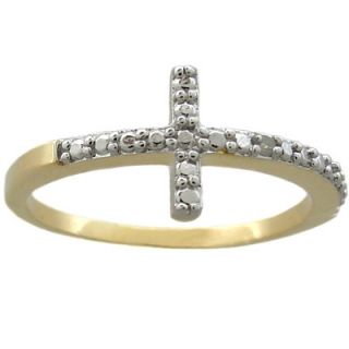 GemJolie 18kGold or Silver Overlay Diamond Accent Cross Ring