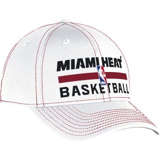 adidas Mens Miami Heat Authentic Practice Structured Cap, White