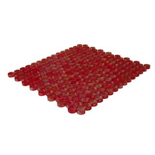 Onix USA Geo Glass Circle 12 3/10 x 11 1/2 Glass Mosaic in Red