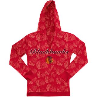 COLLEGE CONCEPTS Womens Chicago Blackhawks B3 Burnout Hoody   Size Medium, Red