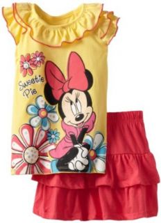 Disney Girls 2 6X 2 Piece Knit Sweetie Pie Minnie Pullover and Divided Skirt with Attached Short, Yellow, 6 Skirts Clothing Sets Clothing
