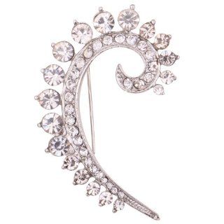Yazilind Jewelry Silver Plated Glaring Crystal Brooches and Pins for Women & Girls Yazilind Jewelry