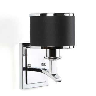 Taniya Nayak Banded One Light Wall Sconce with Black Shade in Polished