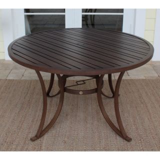 Outdoor Slatted Aluminum Round Dining Table