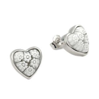 Plutus Partners Millefiori Glass Heart Stud Earrings