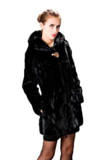 Queenshiny Long Women's 100% Real Genuine Mink Fur Coat Jacket with Hood
