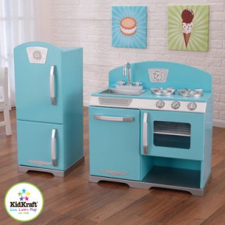 KidKraft Retro Personalized Kids Kitchen and Refrigerator Play Set