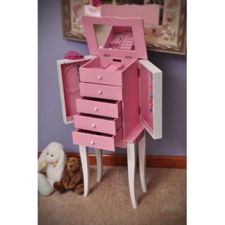 Mele & Co. Louisa Girls Jewelry Armoire in Pink and White