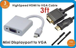 YarMonth Mini DisplayPort to VGA Female Adapter for Mac + 3ft Gold HDTV HDMI to VGA HD15 Adapter Cable + FREE 2Packs Stylus Pen for ALL Touch Screen Cell Phone and Tablets Computers & Accessories