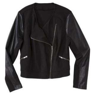Pure Energy Womens Plus Size Moto Jacket   Black 3X