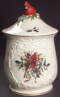 Lenox China Winter Greetings Sculpted Cookie Jar and Lid, Fine China Dinnerware