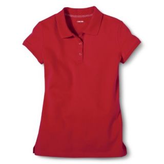 Cherokee Girls School Uniform Short Sleeve Pique Polo   Red Pop Xxl