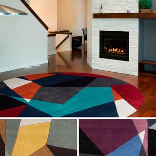 Hand tufted Abstract Geometric Contemporary Round Area Rug (8 Round)