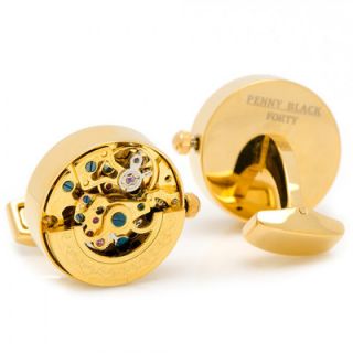 Cufflinks Inc. Gold Plated Kinetic Watch Movement Cufflinks