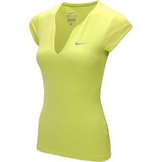 NIKE Womens Pure Short Sleeve Tennis Shirt   Size Small, Venom Green/silver