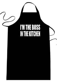 IM THE BOSS IN THE KITCHEN   Funny Apron; Long Length 30" x Full Width 28" Kitchen Aprons for Men, Women, & Teens (Unisex) One Size Fits Most; Cotton Polyester Blend with Adjustable Neck; Great gift idea.