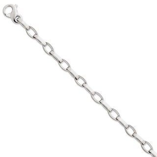 14k White Gold 8.5in 6.6mm Polished and Satin Fancy Mens Link Bracelet/Wt  21.18g Jewelry