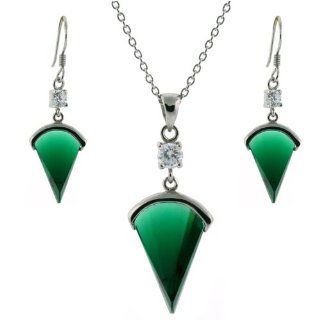 Silver Swarovski Crystal Emerald Green May Birthstone CZ Necklace Earrings Jewelry Set in Gift Box Bucasi SALE Jewelry