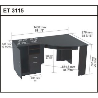 Inval Corner Desk with Shelf