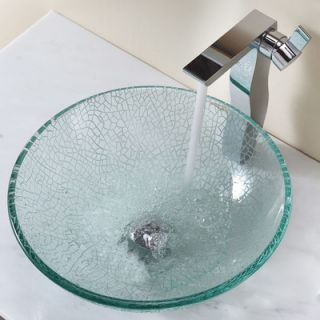 Kraus Broken Glass Vessel Sink and Single Hole Faucet with Single