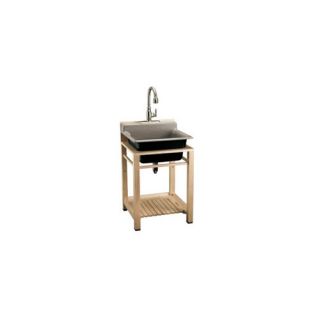 Bayview Wood Stand Utility Sink with Three Hole Faucet Drilling On Top