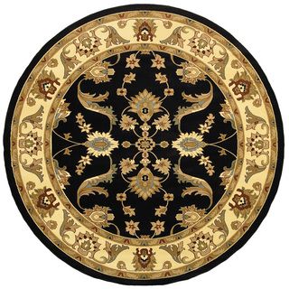Traditional Black And Cream Rug (62 Round)