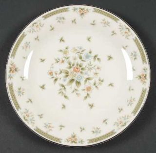 American Royalty Spring Gardens Salad Plate, Fine China Dinnerware   Green Band,