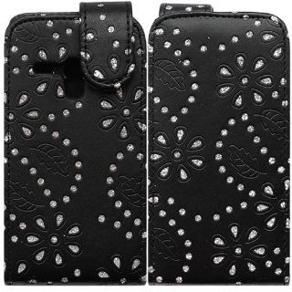 Casea Packing Black Deluxe Bling Flip Leather Cover Case for Samsung Galaxy S3 Mini i8190 Cell Phones & Accessories