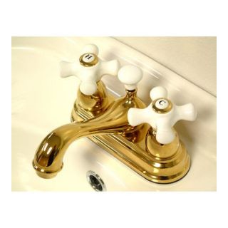 Centerset Bathroom Faucet with Double Porcelain Cross Handles