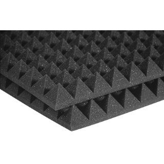 Auralex Studiofoam Pyramid 2 Inches Thick and 2 Feet by 2 Feet Acoustic Panels, Charcoal (12 Panels) Musical Instruments