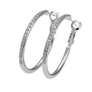 Swarovski Elements Crystal Hoop Earring 18K gold plated earrings, Fashion jewelry, nickel free, plating platinum, Rhinestone Jewelry