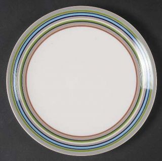 Iittala Origo Brown Salad Plate, Fine China Dinnerware   Brown & Multicolor Band